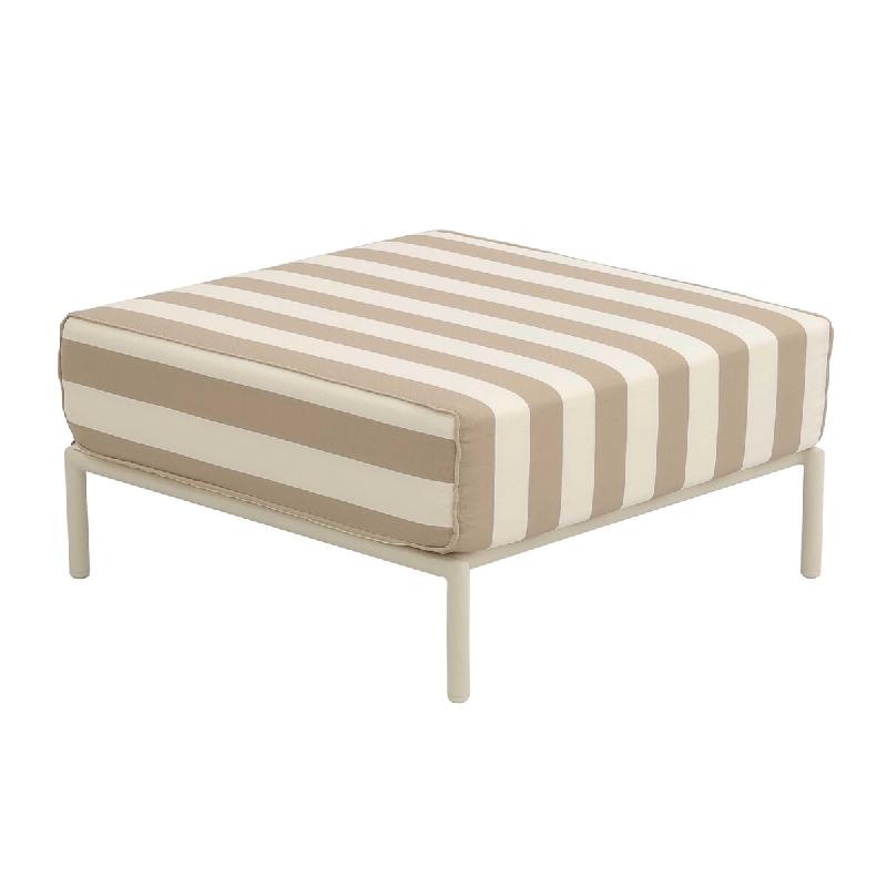 Pouf rayé pour salon de jardin modulable en tissu beige - beige aluminium 114814_0