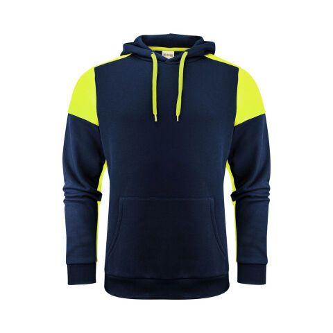 PRINTER PRIME PRIME SWEATSHIRT CAPUCHE UNISEX MARINE/JAUNE FLUO - TAILLE S