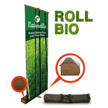 Roll-Up Bio - Structure en bambou avec visuel interchangeable et sac matelassé_0