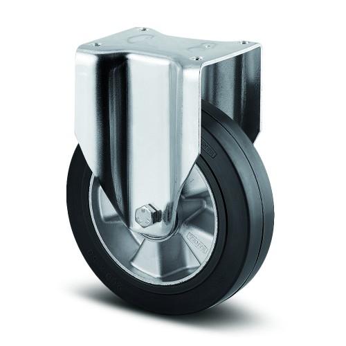 ROULETTE FIXE CAOUTCHOUC - À PLATINE - CHARGE LOURDE - Ø 125 MM - ZETA TENTE