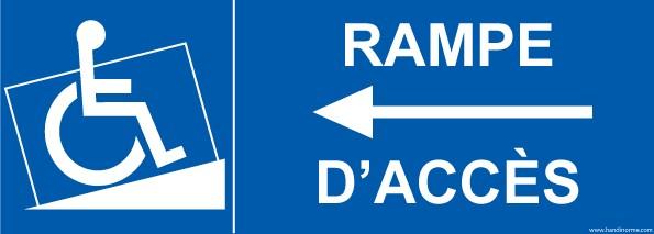 LOT DE 2 - PANNEAU RAMPE ACCÈS PMR FLÈCHE À GAUCHE - 350 X 125 - VINYLE SOUPLE AUTOCOLLANT