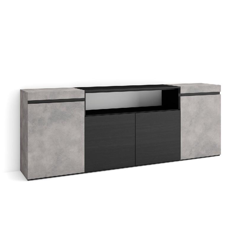 SKRAUT HOME Buffet salon et cuisine, 200x75x35cm, 4 Portes, Meuble chaussure, Ciment - gris Bois manufacturé 60_9_0