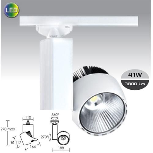 Spot blanc ikar 41w led 3000k 36° pour rail 1all aric_0