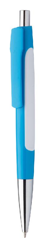 Stylo à bille en plastique - clip large pour impression - encre bleue - couleur bleu clair_0