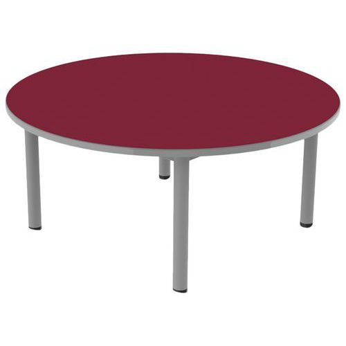 TABLE CARÉLIE MOB RONDE Ø120 T2 STRA POLY. CERISE GRIS/9006 - MOBIDECOR