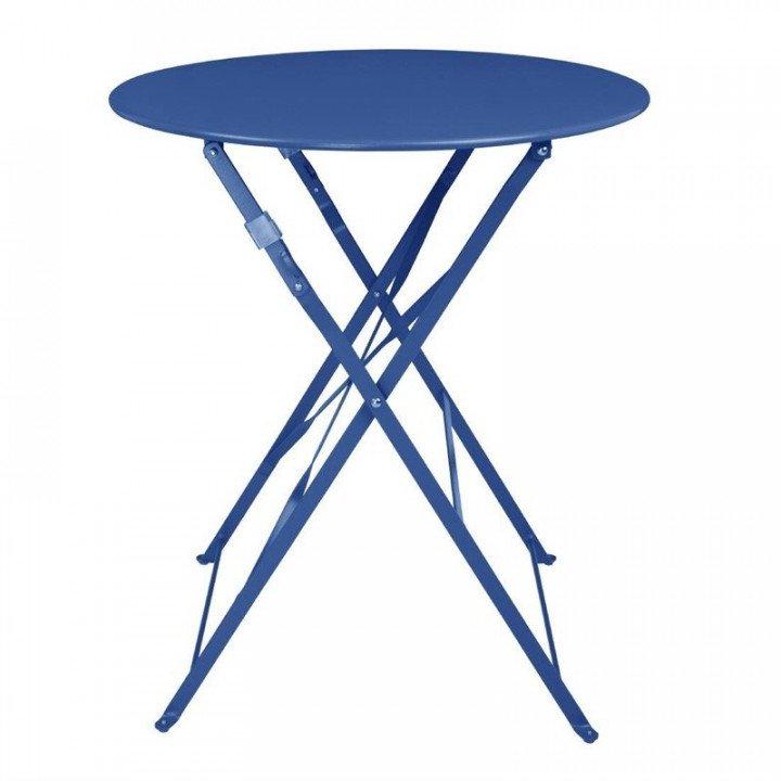 Table ronde de terrasse (H)710 x (Ø)600 mm, en acier poudré bleu marine foncé, PERTH_0