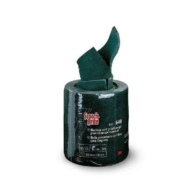 TAMPON A RECURER 3M VERT SCOTCH-BRITE PREDOUPE EN ROULEAU