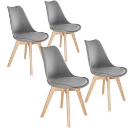 Tectake 4 Chaises de Salle à Manger FRÉDÉRIQUE Style Scandinave Pieds en Bois Massif Design Moderne - gris -403815 - gris plastique 403815_0