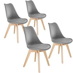 Tectake Ensemble 4 chaises de salle à manger rembourrées ergonomiques gris - 403815 - gris plastique polypropylène 403815_0