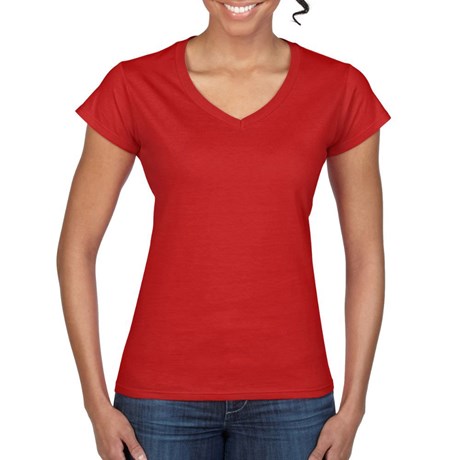 TEE-SHIRT FEMME COL V ROUGE T.XL