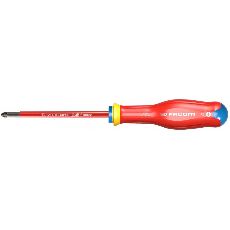 TOURNEVIS ÉLECTRICIEN PROTWIST CRUCIFORME POZIDRIV® ISOLÉ 1000V PZ1 4,5X100MM 210MM - FACOM - ATD1X100VE