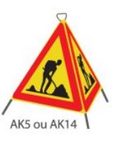 Tripode rétroréfléchissant jaune AK5 - symbole identique sur 3 côtés - hauteur 70 cm_0