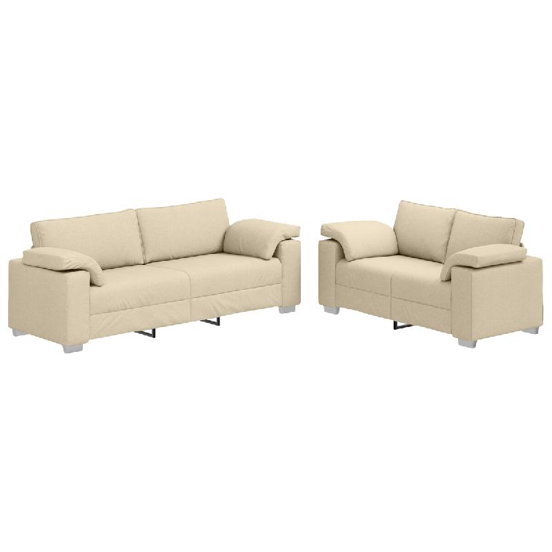 VidaXL Canapé 2 pcs Crème 219 x 80 x 82 cm tissu Modèle Vega Office Pure - Matériau naturel 3324747_0