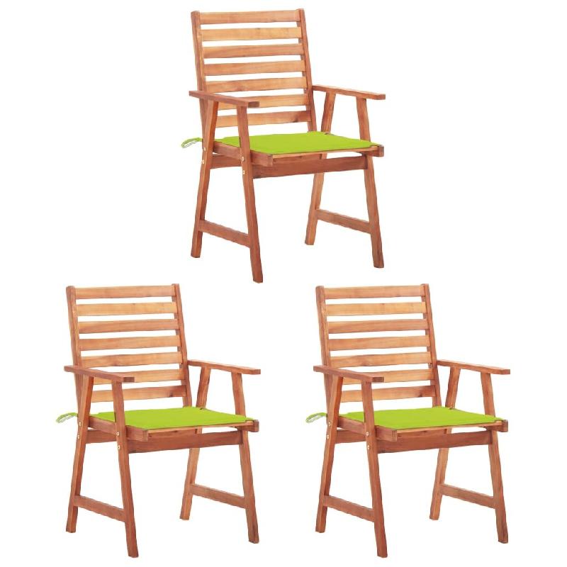 VidaXL Chaises à Manger D Extérieur Lot De 3 Et Coussins Acacia Massif - vert 3064358_0