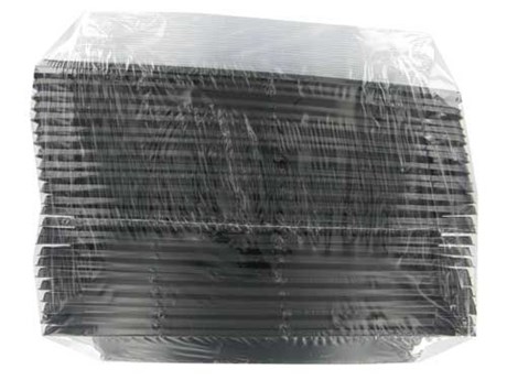 ASSIETTE PLASTIQUE RECTANGULAIRE NOIR + COUVERCLE 400 CC X25