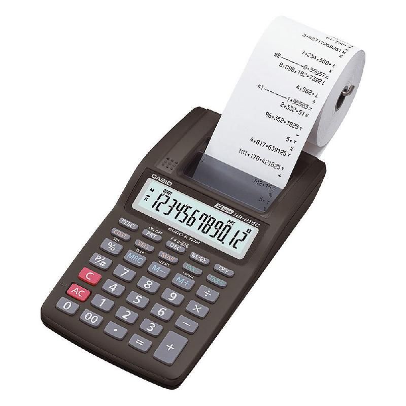 CASIO CALCULATRICE COMPTABLE CASIO HR-8TEC  - 12 CHIFFRES - 1.6 LIGNES / SEC