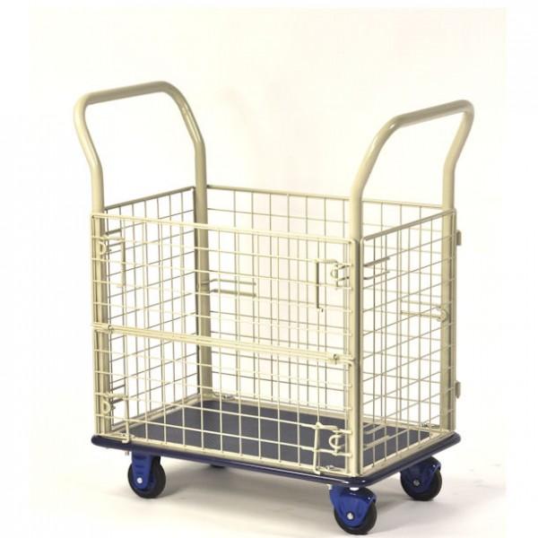 Chariot manuel 4 côtés grillagés avec porte - Charge 300 kg - Marque Rolléco_0