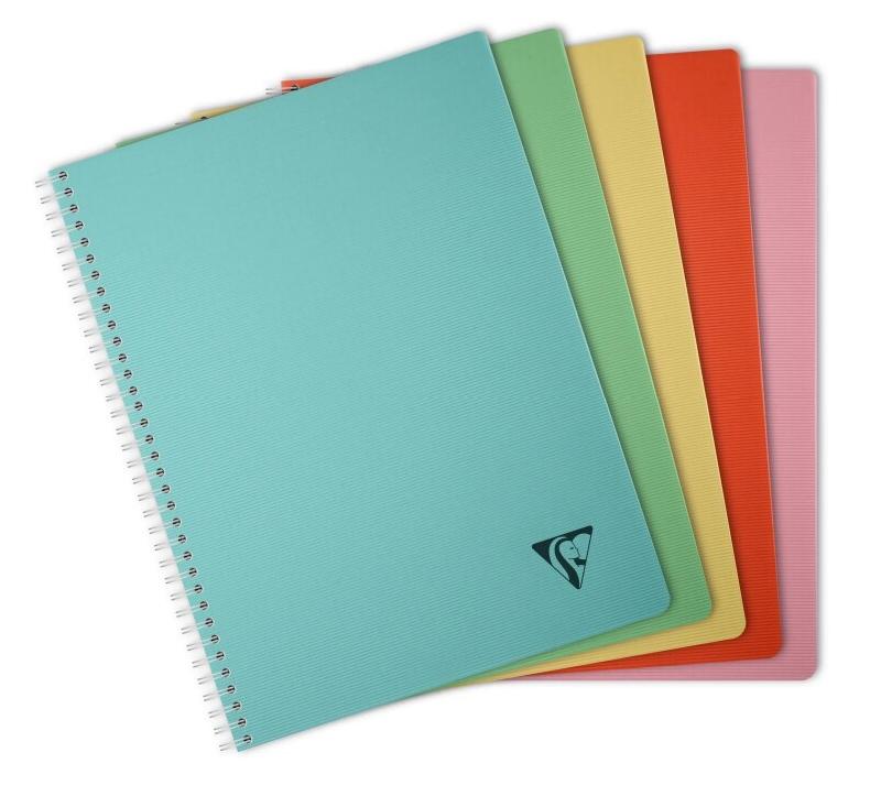 Clairefontaine Lot de 10 Cahier Linicolor Essence A4, 100p./50 feuilles 90 g/m² reliure intégrale, couv. Polypro assortis, quadrillé 5x5 - 33296832_0