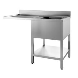 Combisteel évier 1 cuve à droite avec ½ fond inox 1200x700x850mm - 7435137911937_0