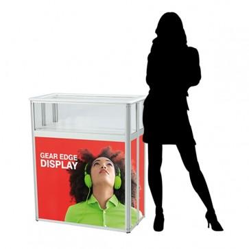 Comptoir alu avec vitrine - portable et personnalisable - structure en aluminium avec panneaux imprimés_0
