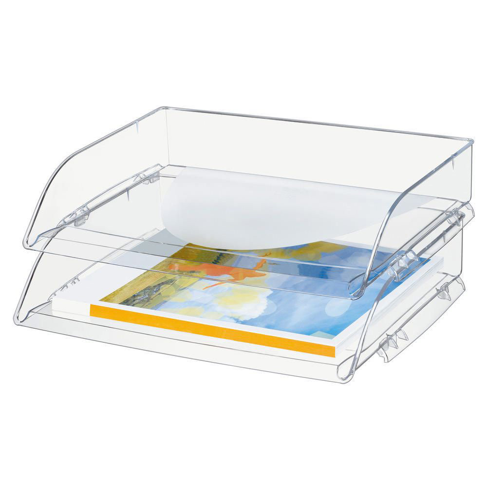 CORBEILLE A COURRIER CEP A L'ITALIENNE - A4 - COLORIS CRISTAL - LOT DE 10