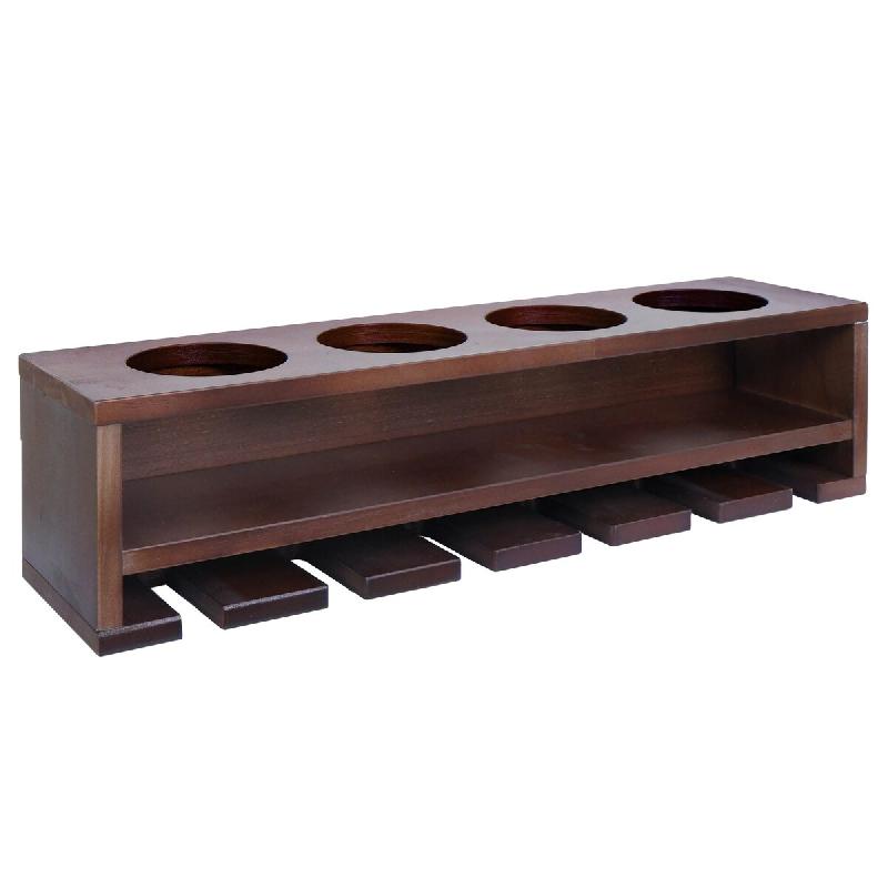 Décoshop26 - Etagère murale design moderne pour 4 bouteilles et 6 verres 12 x 48 x 12 cm en bois marron 04_0009088 - verre 3000267310598_0