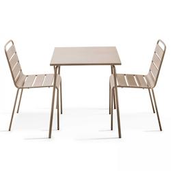 Oviala Business Ensemble table de terrasse carrée et 2 chaises acier taupe - Oviala - gris acier 106874_0