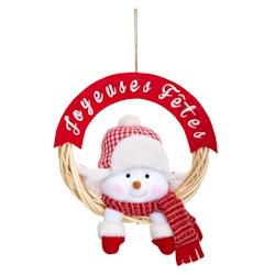 Feeric Christmas Couronne de Noël Joyeuses Fêtes et sa peluche D 33 cm - rouge 3560239556114_0