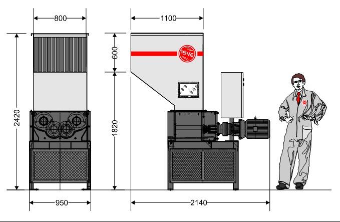 Modèle 4080S - Broyeur à 4 arbres - Bouche 400x800 mm - 15 kW - Production 150-300 kg/h - Normes CE_0