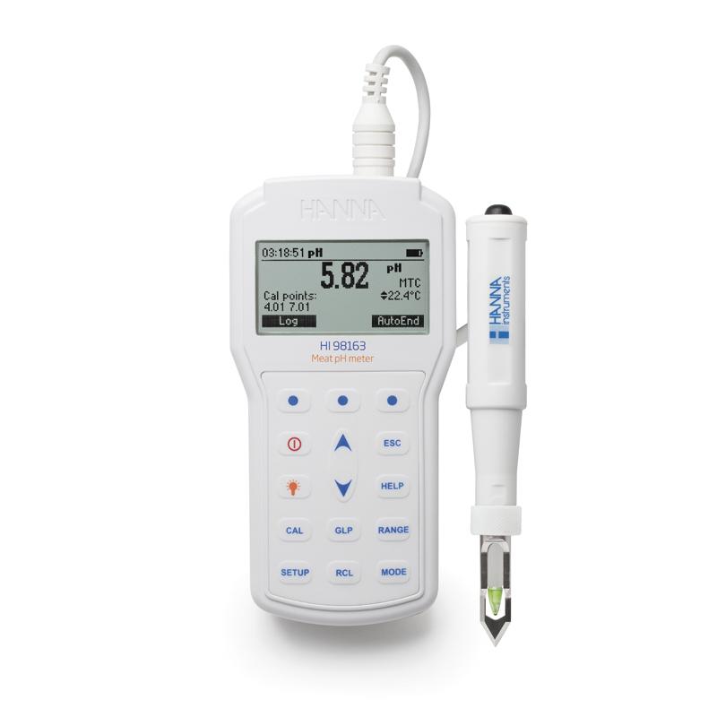 PH-mètre professionnel étanche spécial viande - HI98163 avec électrode pH FC2323, connecteur DIN et câble 1 m_0
