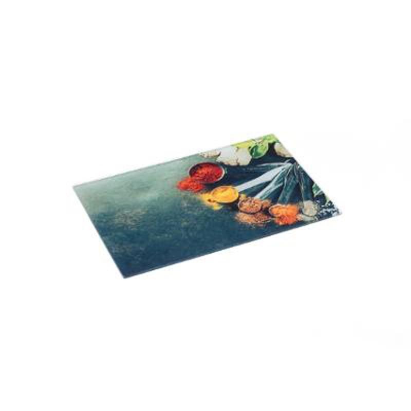 Planche à découper en verre épices 30x20cm - Paris Prix - anti-rayures et pieds antidérapants_0