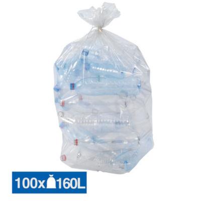 Sacs poubelle déchets courants translucides recyclés 160 L, lot de 100_0