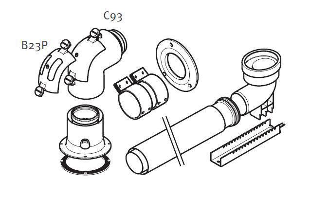 Set de raccordement cheminée 60/100mm B23P et C3S - A2050101 - Accessoires pour chaudières murales_0