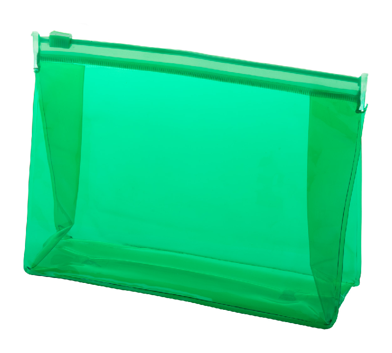 Trousse à maquillage zippée en PVC transparent - Couleur verte - 24.4g_0