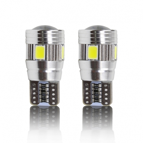 Ampoules veilleuses LED T10 W5W haut de gamme CANBUS 6W CREE - Blanc - Aluminium - Vendu par paire_0