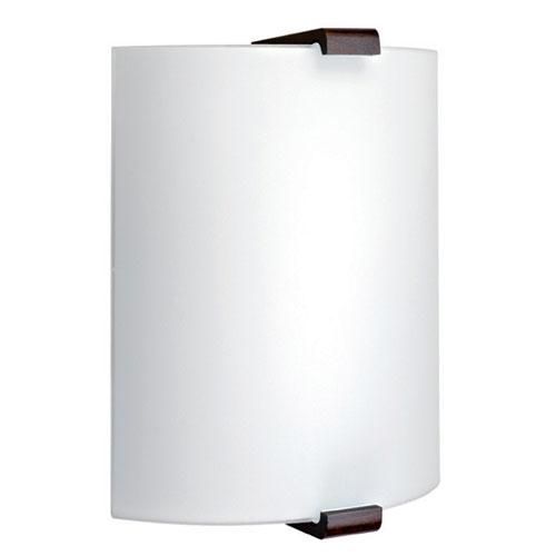 Applique murale fixe 230V en acier, bois et verre ébène - Classe II IP20 IK02 - Hauteur 266 mm_0