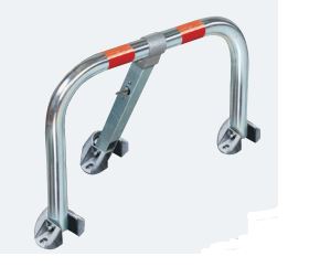 Bloc parking classique - tube acier galvanisé Sendzimir avec bandes réflectos - pied télescopique et serrure poussoir_0