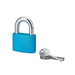 Cadenas à clé Bombe, alu, 50mm, anse acier cémenté, 3 clés - Serrurerie de Picardie - bleu 3150268281158_0