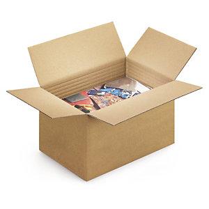 CAISSE CARTON BRUNE SIMPLE CANNELURE AVEC MONTAGE INSTANTANÉ QUALITÉ STANDARD FORMATS A6/A5
