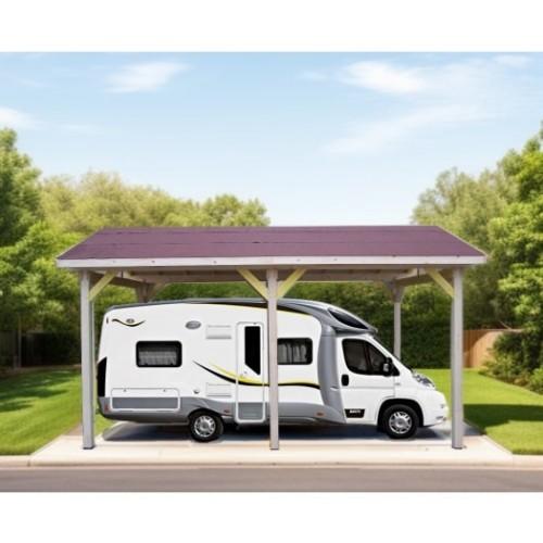 CARPORT DOUBLE PENTE EN BOIS D'ÉPICÉA - 3.50 X 6 M - AR3560BMCC - OPTION MONTAGE HABRITA