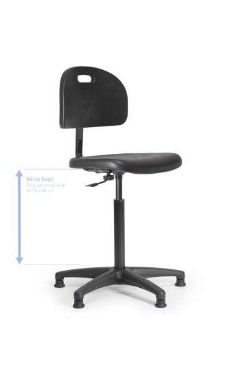 Chaise atelier polyuréthane - fixe - vérin haut - patins - TextFixVHP - réglable de 58 à 84 cm - garantie 5 ans_0