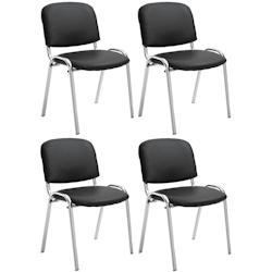 CLP Lot de 4 Chaises de visiteur Ken en similicuir et pieds en métal chromé Noir - noir polyester 318905_0