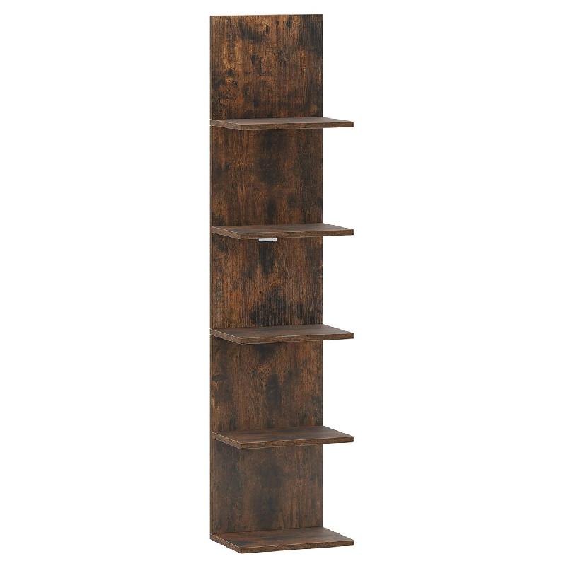 COSTWAY étagère murale 5 niveaux, verticale, présentoir suspendu en bois, pour cuisine et salon, 30x21,5x129 cm - marron Bois manufacturé VH35592OR_0