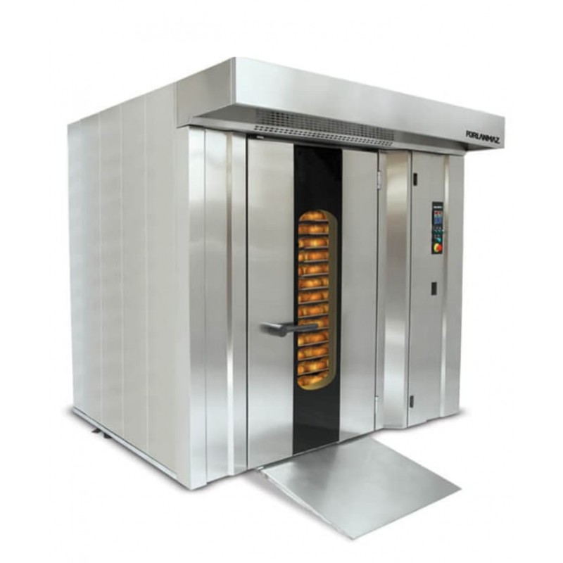 Four rotatif boulangerie chambre de combustion fioul latérale - PMDF-50F/F - chariot 90 à 180 baguettes_0