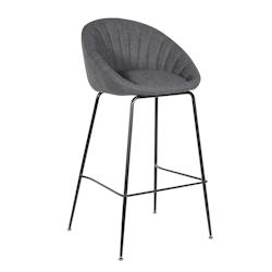 GHP Halenbeek Chaise de bar FIFTIES, acier et tissu, 88.5 x 51 x 49.5 cm, gris - acier 615038_0