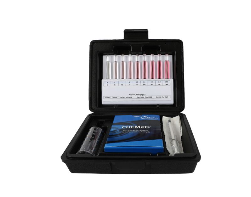 Kit d’analyse visuelle des Phenols 0-300 ppm, type : HR CHEMets 30 ampoules, marque Chemetrics - Ref.: NCB023_0