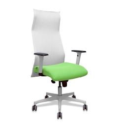 Piqueras y Crespo - Fauteuil de direction Albacete ergonomique vert pistache en malla blanc, base blanche, roues parquet 65mm - 13SM10B22B354BR65G_0