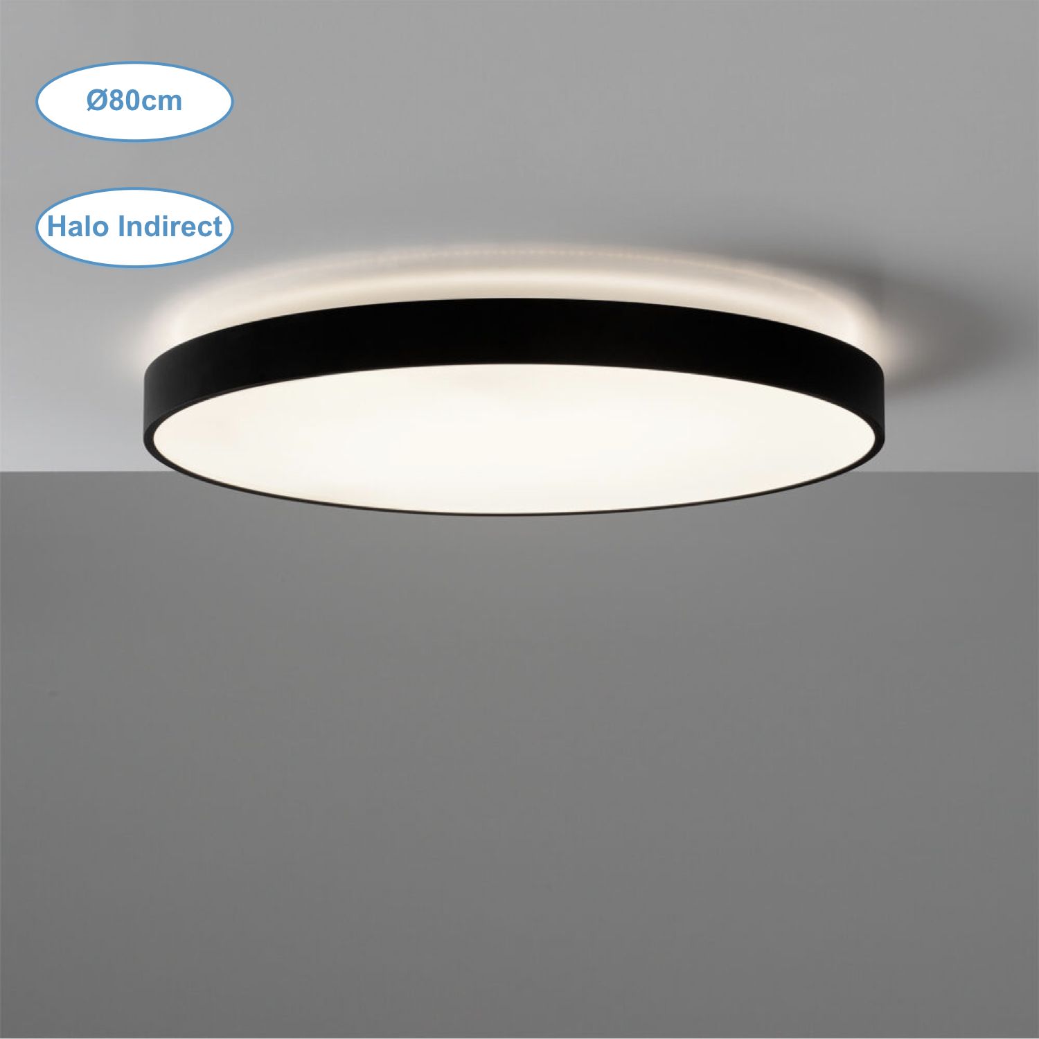 Plafonnier led ø80cm 80w 7300lm   halo indirect 12w couleur blanc ou noir_0