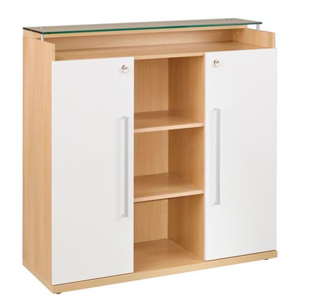 RANGEMENT MI-HAUT 2 PORTES SLIVER CHÊNE L.120 CM