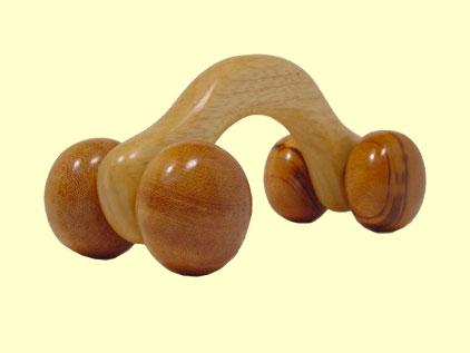 Rouleau de massage en bois - Accessoire de relaxation - Longueur 19 cm_0